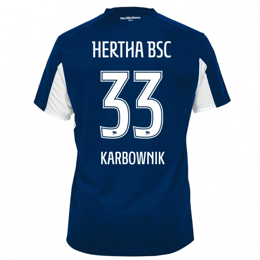 Danxen Uomo Maglia Michal Karbownik #33 Bianco Blu Kit Gara Home 2025/26 Maglietta