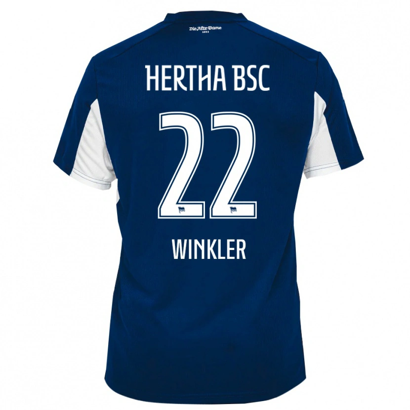 Danxen Uomo Maglia Marten Winkler #22 Bianco Blu Kit Gara Home 2025/26 Maglietta