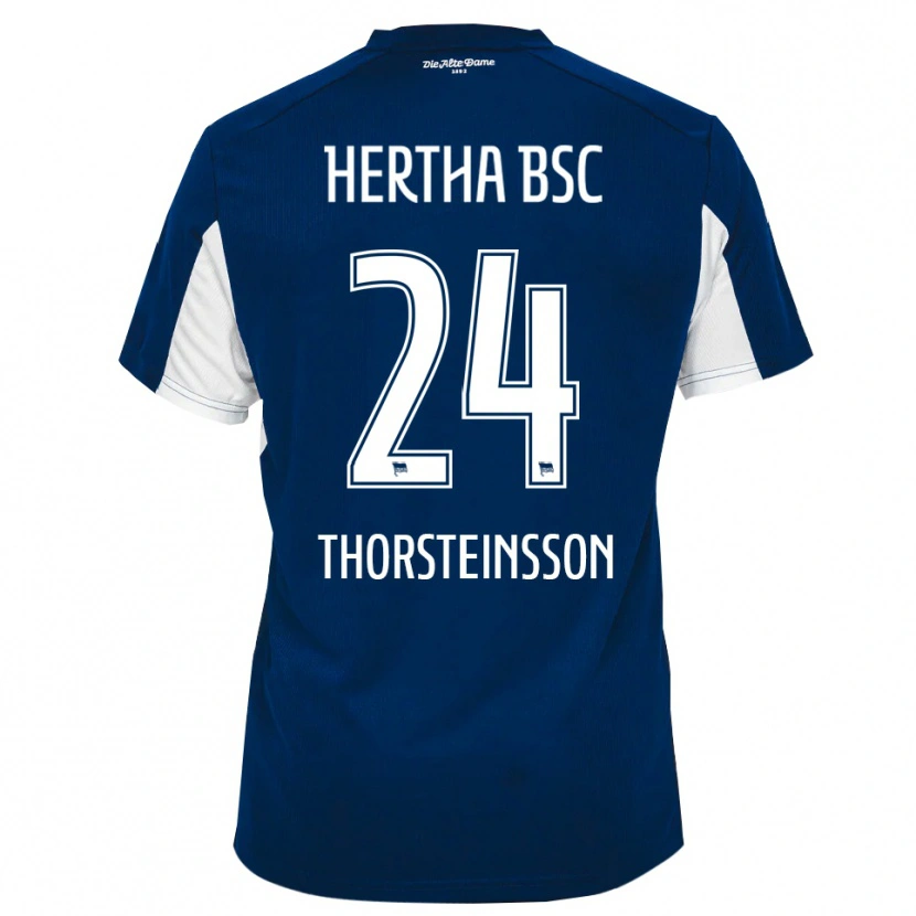 Danxen Uomo Maglia Jón Dagur Thorsteinsson #24 Bianco Blu Kit Gara Home 2025/26 Maglietta