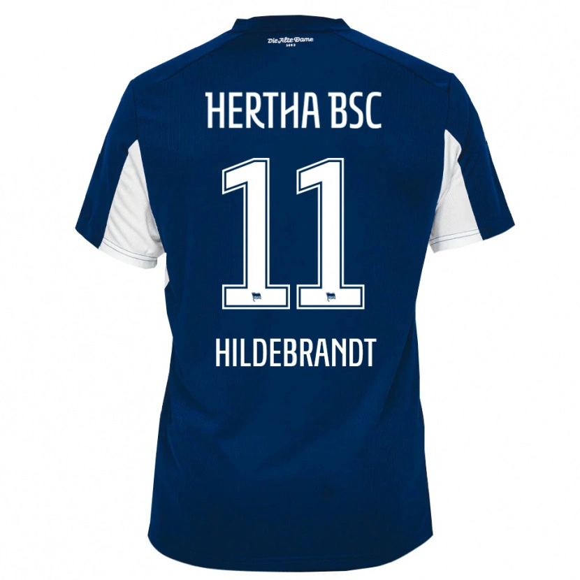 Danxen Uomo Maglia Niklas Hildebrandt #11 Bianco Blu Kit Gara Home 2025/26 Maglietta