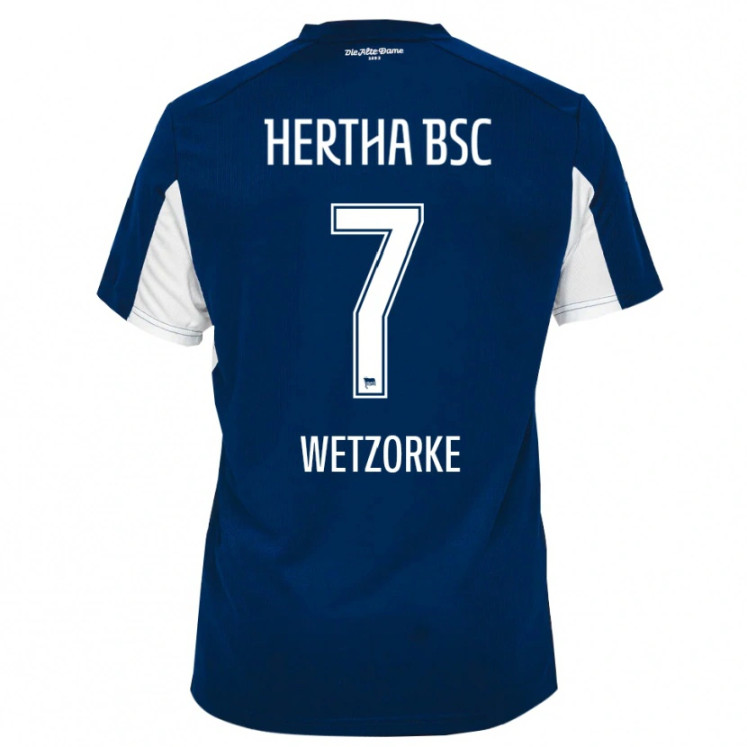 Danxen Uomo Maglia Leonie Wetzorke #7 Bianco Blu Kit Gara Home 2025/26 Maglietta