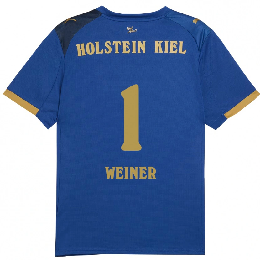 Danxen Uomo Maglia Timon Weiner #1 Blu Oro Kit Gara Home 2025/26 Maglietta