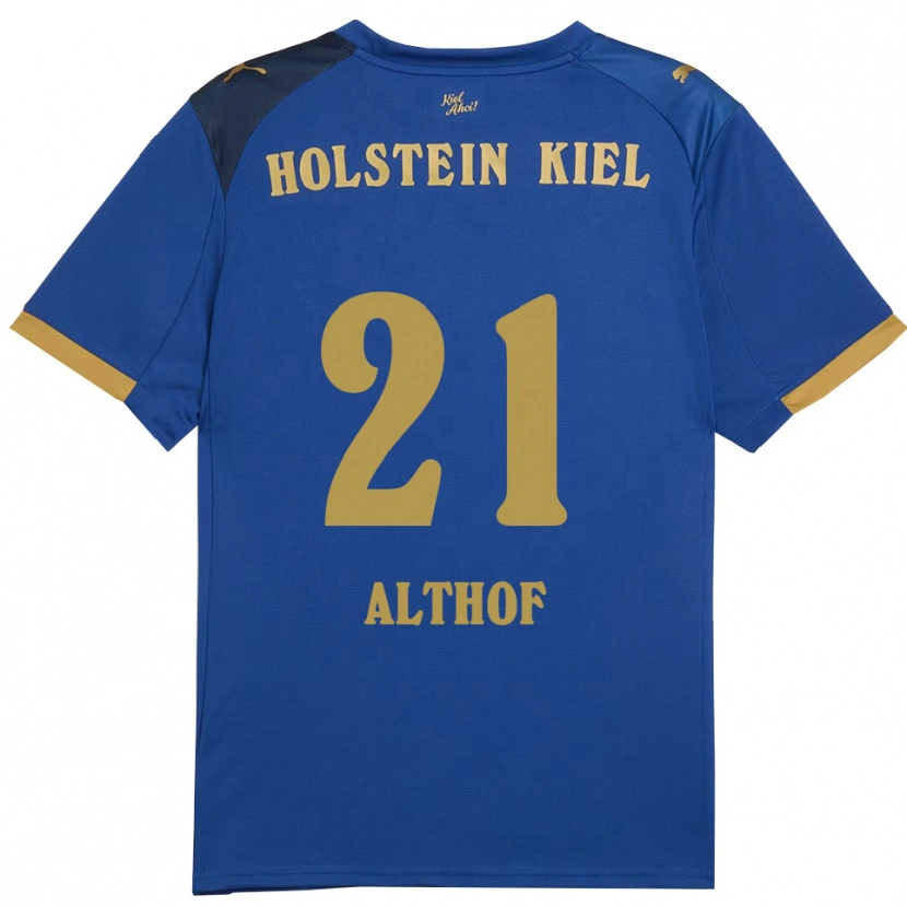 Danxen Uomo Maglia Lea Althof #21 Blu Oro Kit Gara Home 2025/26 Maglietta
