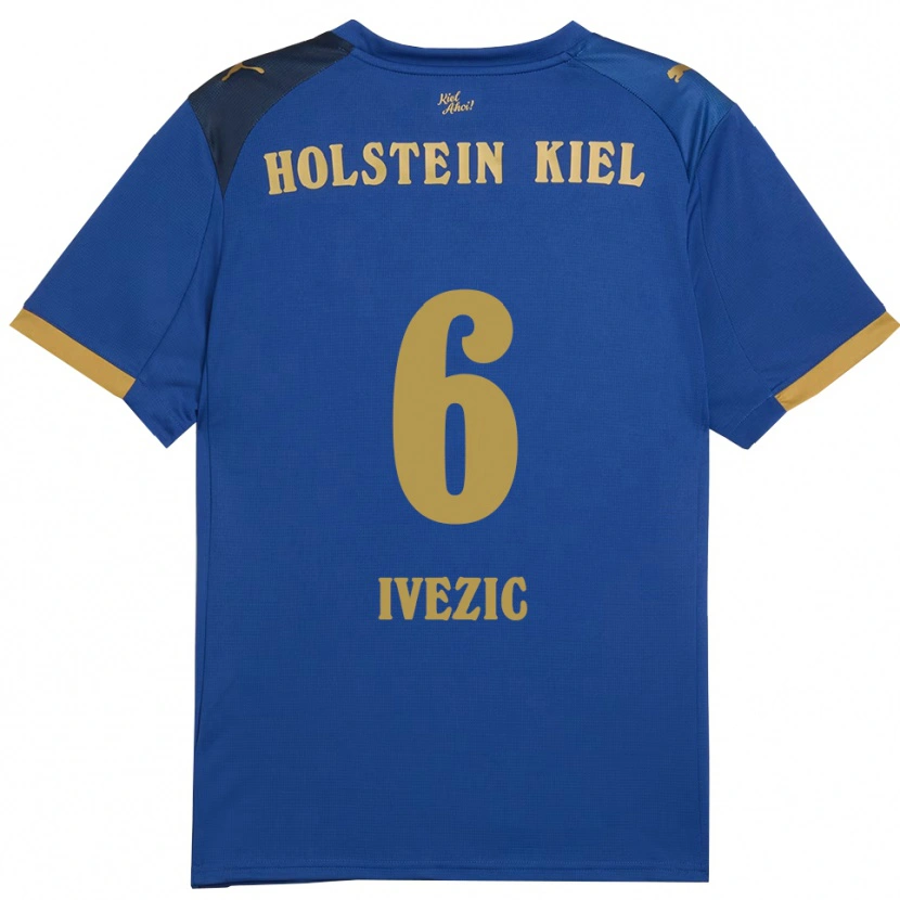 Danxen Uomo Maglia Marko Ivezic #6 Blu Oro Kit Gara Home 2025/26 Maglietta