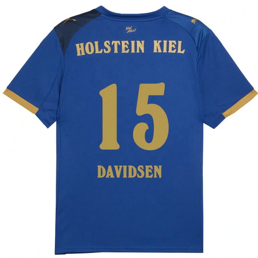 Danxen Uomo Maglia Kasper Davidsen #15 Blu Oro Kit Gara Home 2025/26 Maglietta