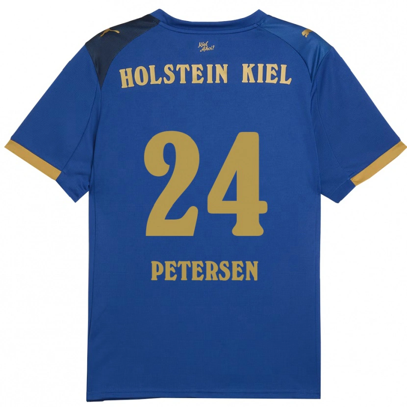Danxen Uomo Maglia Malte Petersen #24 Blu Oro Kit Gara Home 2025/26 Maglietta