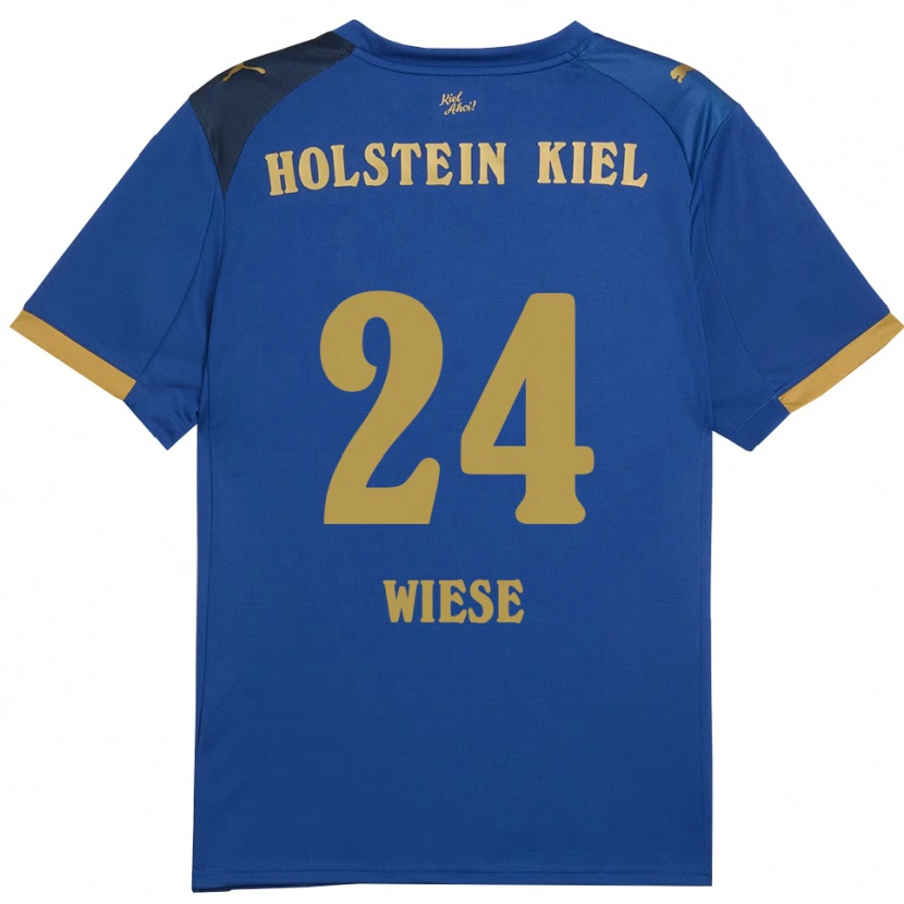 Danxen Uomo Maglia Leon Wiese #24 Blu Oro Kit Gara Home 2025/26 Maglietta