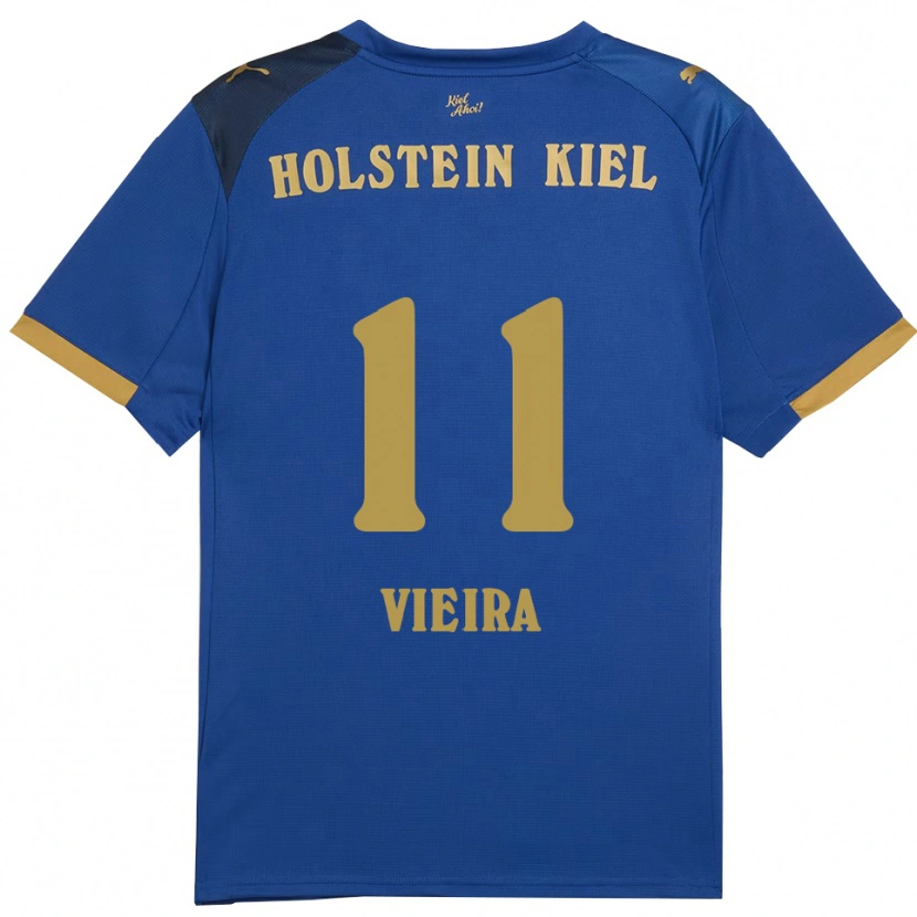 Danxen Uomo Maglia Leandro Vieira #11 Blu Oro Kit Gara Home 2025/26 Maglietta