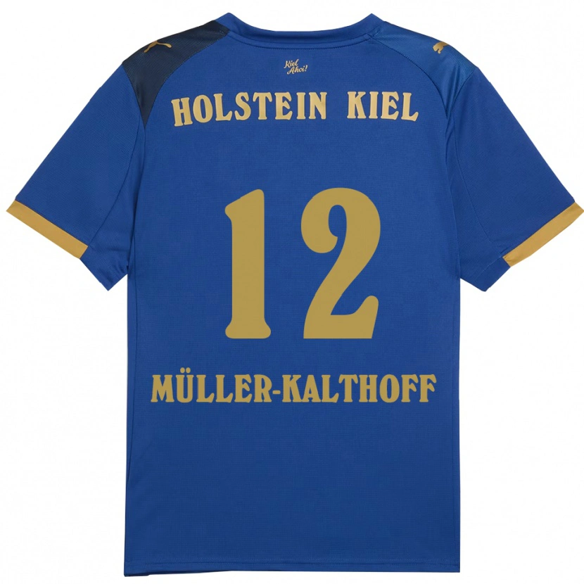 Danxen Uomo Maglia Henrie Müller-Kalthoff #12 Blu Oro Kit Gara Home 2025/26 Maglietta