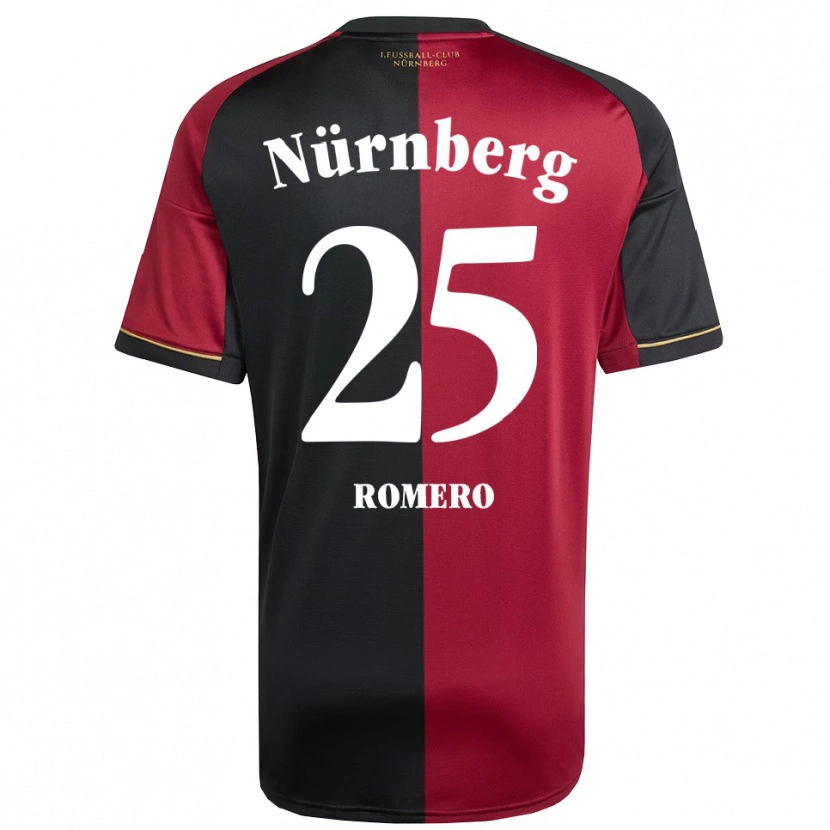 Danxen Uomo Maglia Lourdes Romero #25 Bordeaux Nero Kit Gara Home 2025/26 Maglietta