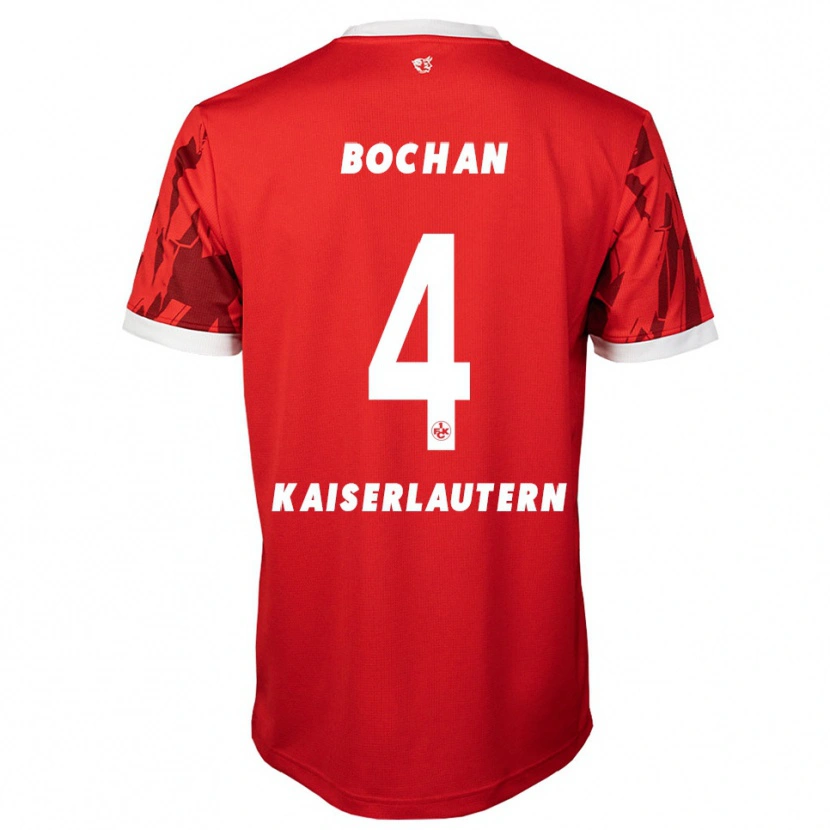 Danxen Uomo Maglia Maksym Bochan #4 Rosso Bianco Kit Gara Home 2025/26 Maglietta