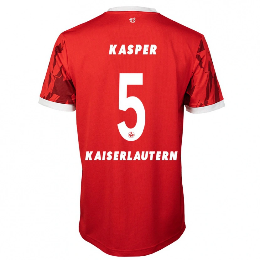 Danxen Uomo Maglia Linus Kasper #5 Rosso Bianco Kit Gara Home 2025/26 Maglietta