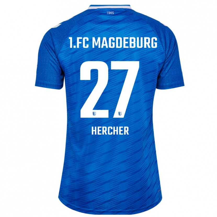 Danxen Uomo Maglia Philipp Hercher #27 Blu Bianco Kit Gara Home 2025/26 Maglietta