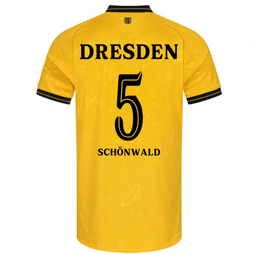 Danxen Uomo Maglia Laurin Schönwald #5 Giallo Nero Kit Gara Home 2025/26 Maglietta