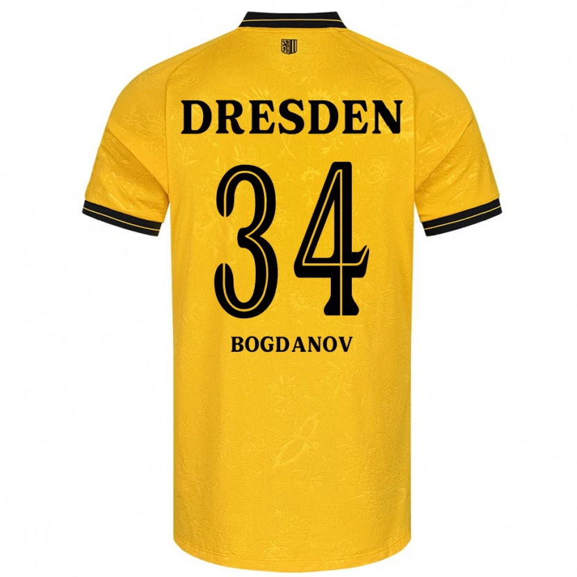 Danxen Uomo Maglia Dmytro Bogdanov #34 Giallo Nero Kit Gara Home 2025/26 Maglietta