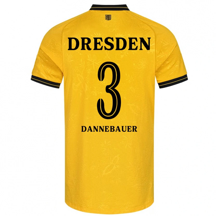 Danxen Uomo Maglia Elias Dannebauer #3 Giallo Nero Kit Gara Home 2025/26 Maglietta
