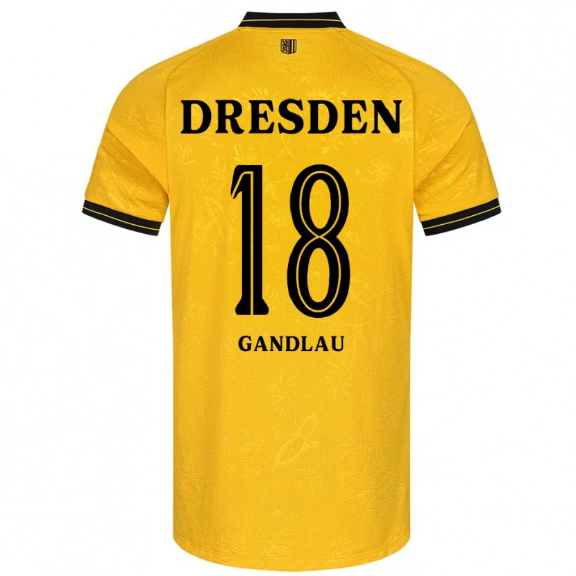 Danxen Uomo Maglia Quentin Gandlau #18 Giallo Nero Kit Gara Home 2025/26 Maglietta