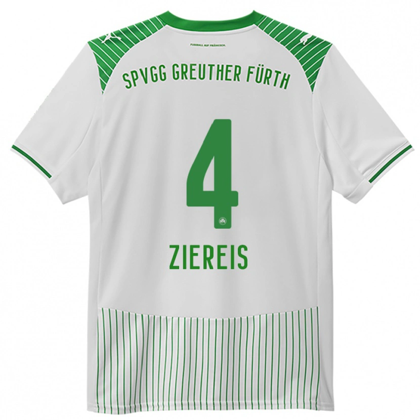 Danxen Uomo Maglia Philipp Ziereis #4 Bianco Verde Kit Gara Home 2025/26 Maglietta