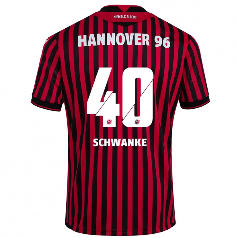 Danxen Uomo Maglia Jonas Schwanke #40 Rosso Nero Kit Gara Home 2025/26 Maglietta