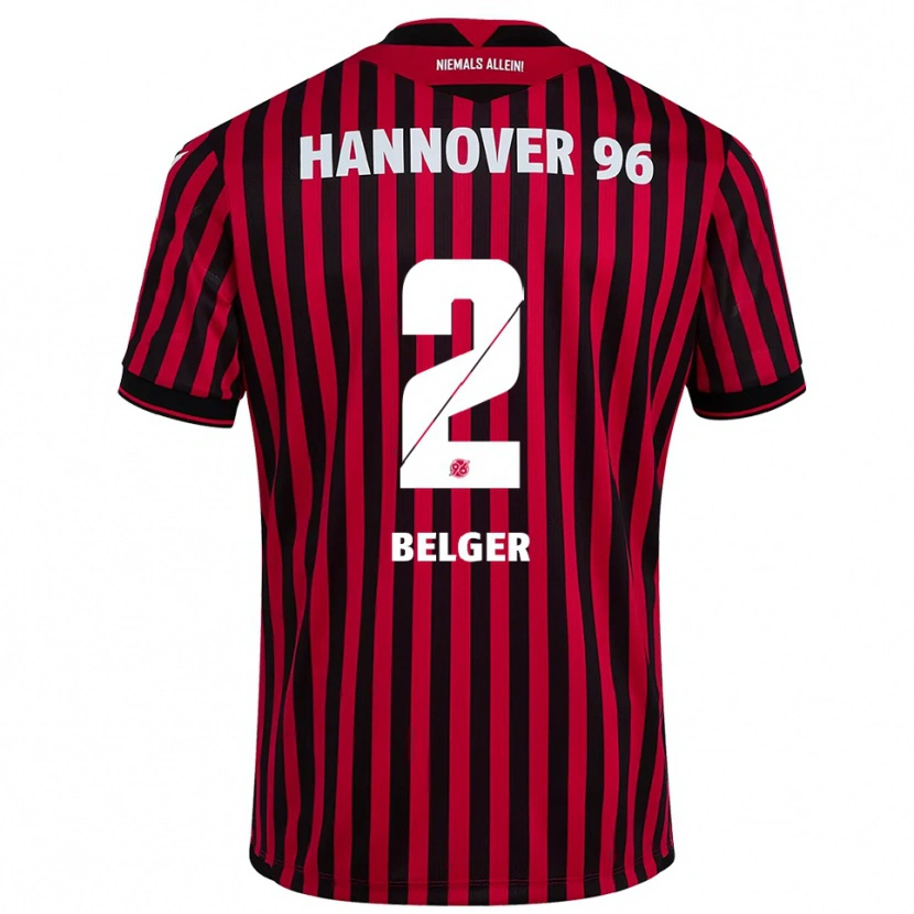 Danxen Uomo Maglia Max Belger #2 Rosso Nero Kit Gara Home 2025/26 Maglietta