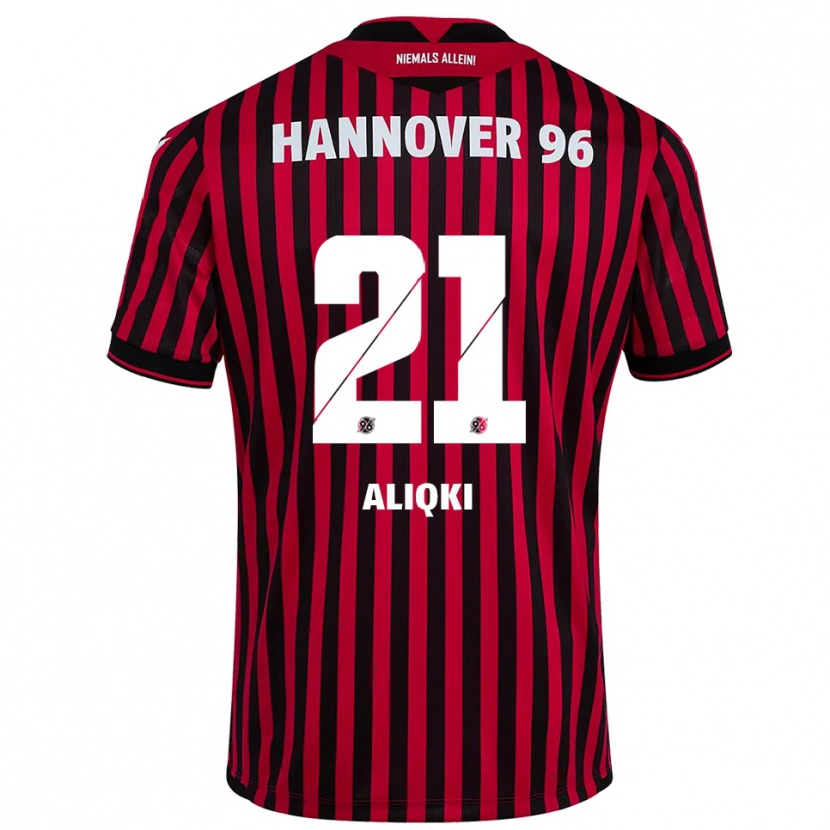 Danxen Uomo Maglia Florent Aliqki #21 Rosso Nero Kit Gara Home 2025/26 Maglietta
