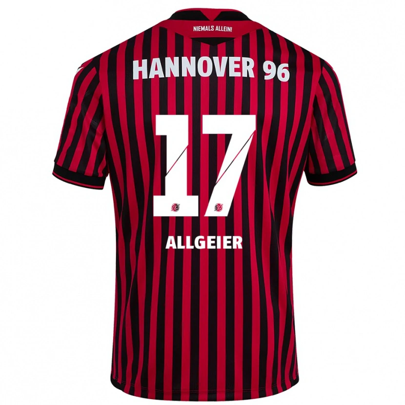 Danxen Uomo Maglia Bastian Allgeier #17 Rosso Nero Kit Gara Home 2025/26 Maglietta