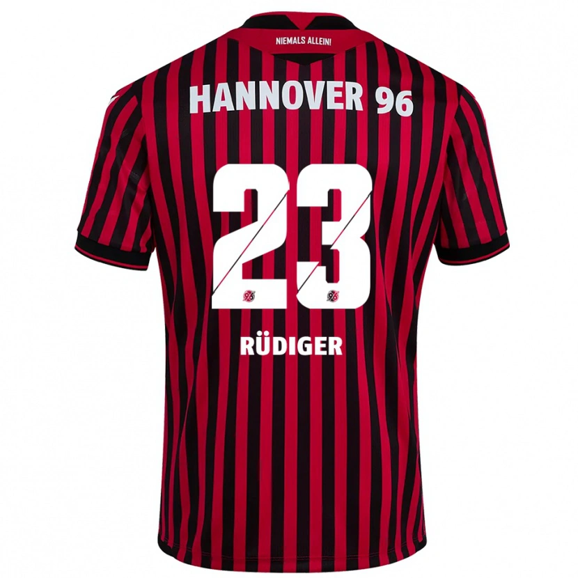Danxen Uomo Maglia Fin-Luca Rüdiger #23 Rosso Nero Kit Gara Home 2025/26 Maglietta