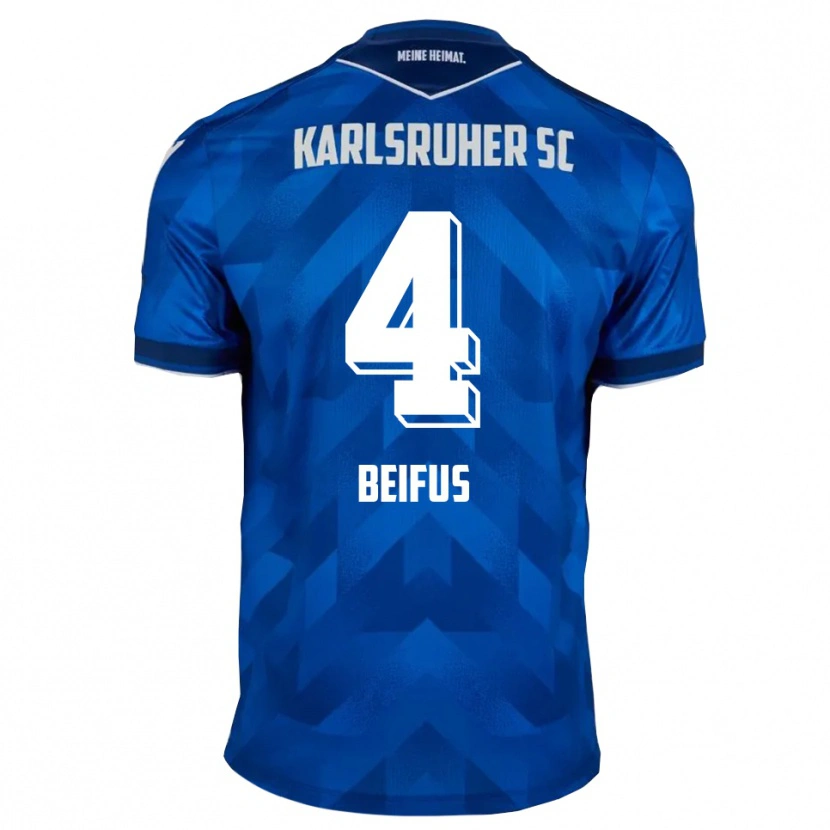 Danxen Uomo Maglia Marcel Beifus #4 Blu Bianco Kit Gara Home 2025/26 Maglietta