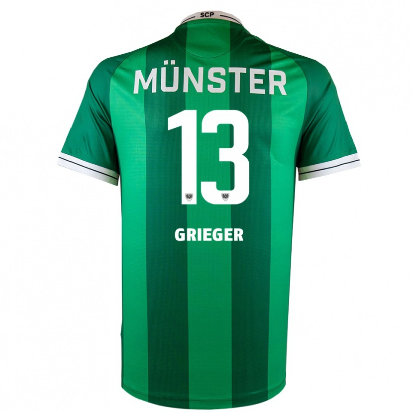 Danxen Uomo Maglia Dominik Grieger #13 Verde Bianco Kit Gara Home 2025/26 Maglietta