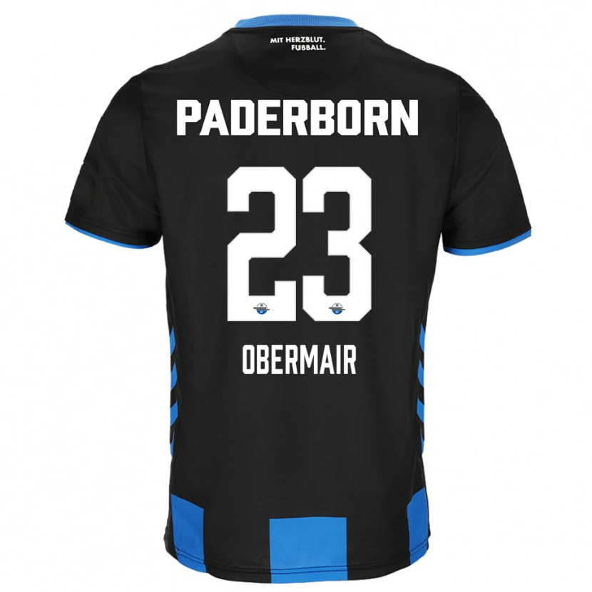 Danxen Uomo Maglia Raphael Obermair #23 Nero Blu Kit Gara Home 2025/26 Maglietta