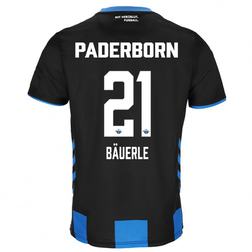 Danxen Uomo Maglia Anton Bäuerle #21 Nero Blu Kit Gara Home 2025/26 Maglietta