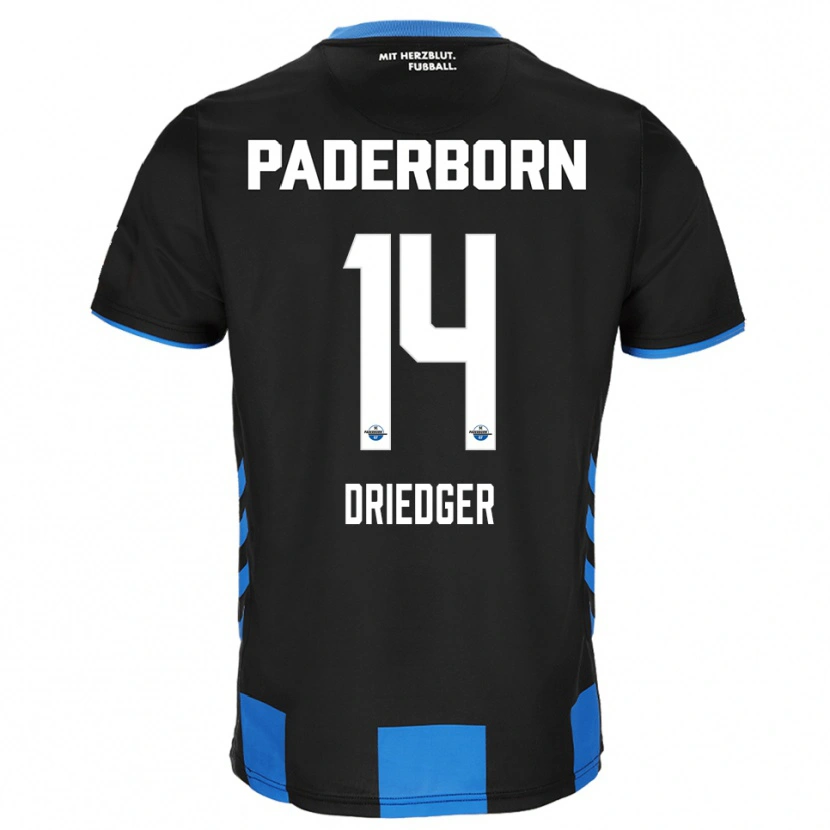 Danxen Uomo Maglia Julian Driedger #14 Nero Blu Kit Gara Home 2025/26 Maglietta