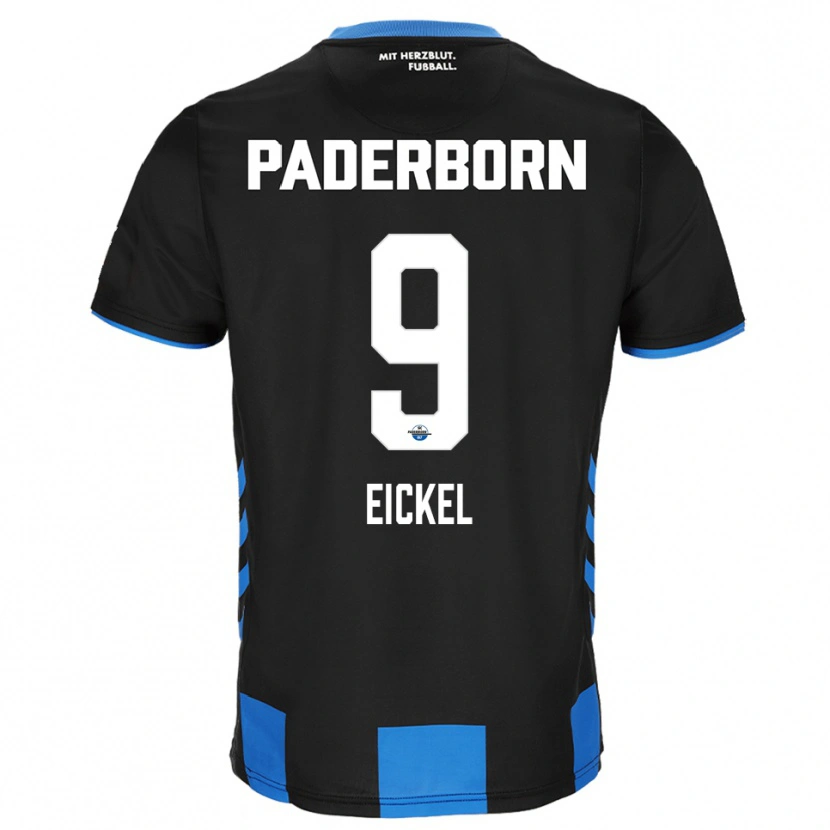 Danxen Uomo Maglia Lasse Eickel #9 Nero Blu Kit Gara Home 2025/26 Maglietta