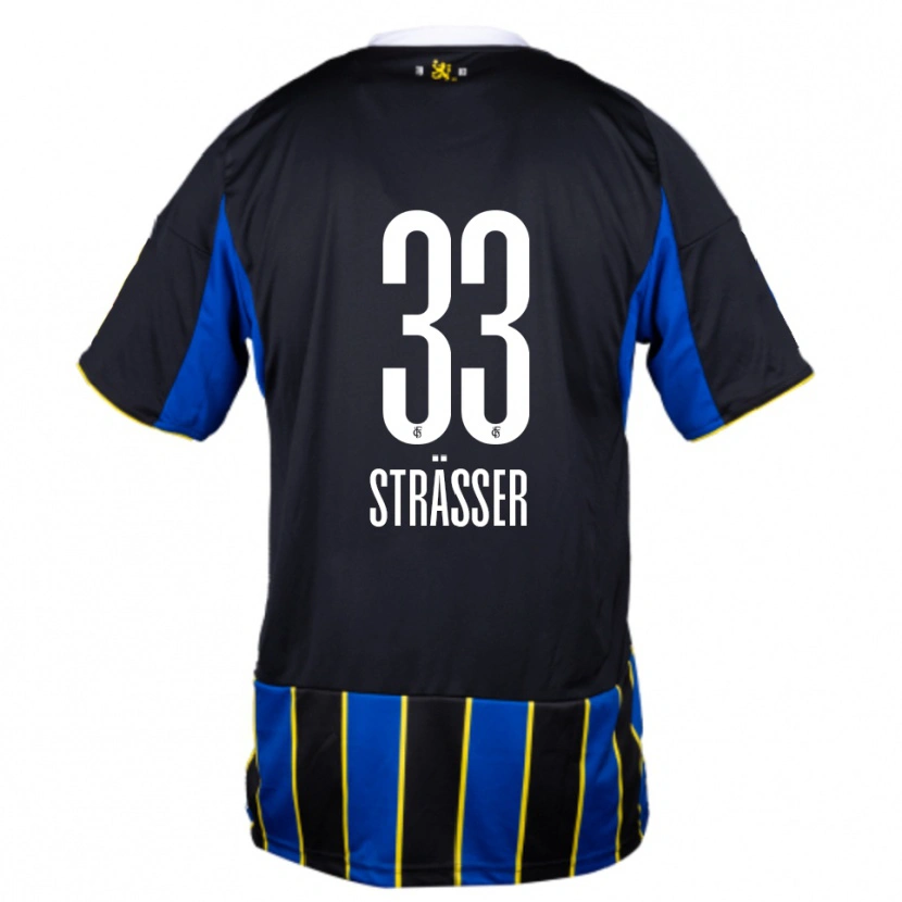 Danxen Uomo Maglia Jannick Strässer #33 Blu Nero Giallo Kit Gara Home 2025/26 Maglietta