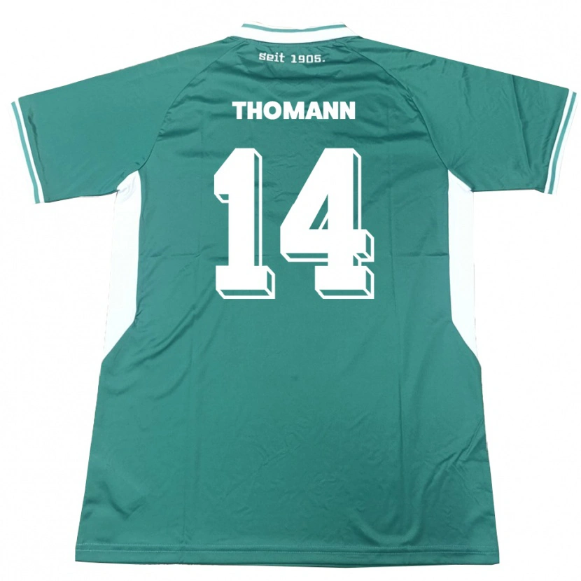 Danxen Uomo Maglia Martin Thomann #14 Verde Bianco Kit Gara Home 2025/26 Maglietta