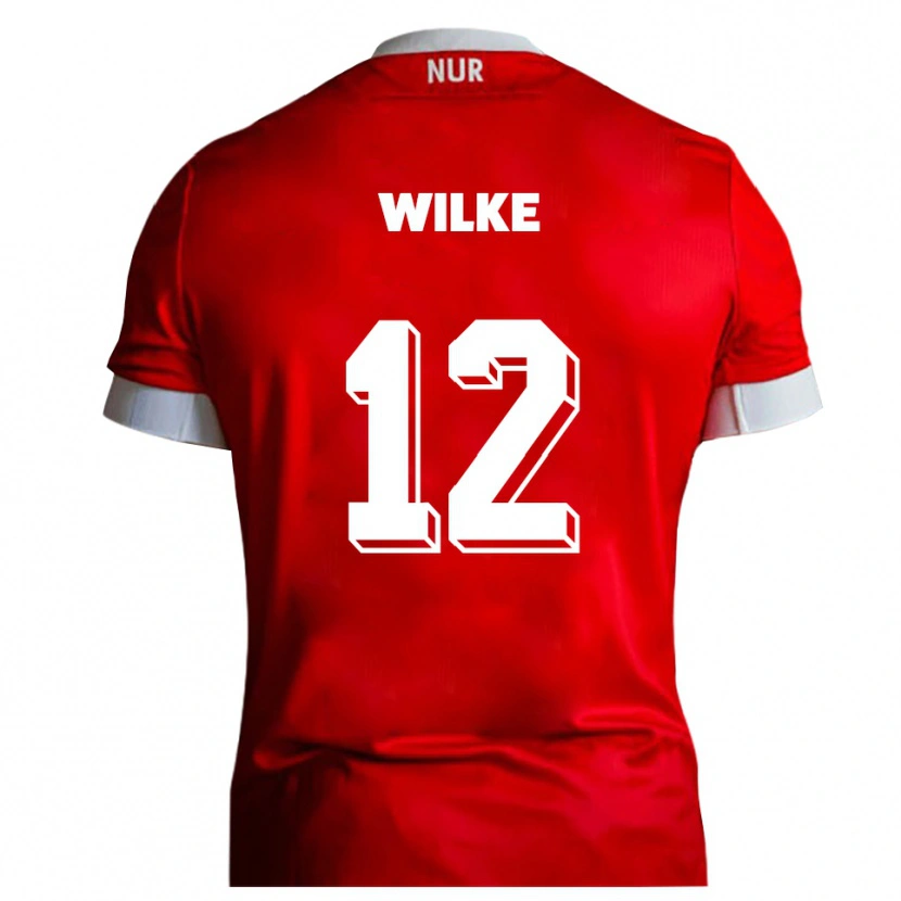 Danxen Uomo Maglia Malte Wilke #12 Rosso Bianco Kit Gara Home 2025/26 Maglietta
