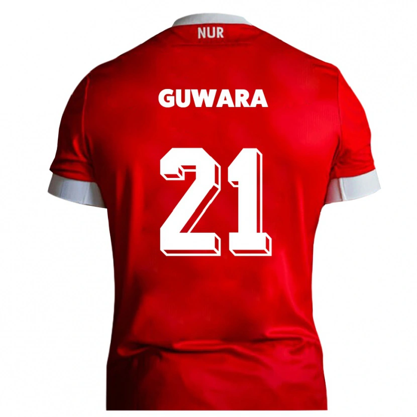 Danxen Uomo Maglia Leon Guwara #21 Rosso Bianco Kit Gara Home 2025/26 Maglietta