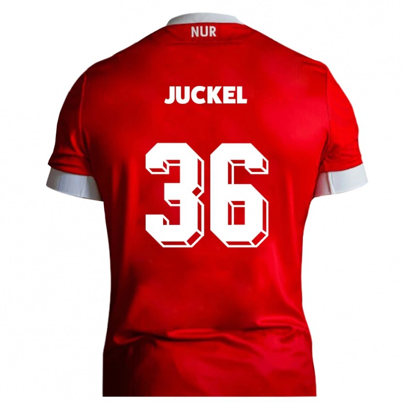 Danxen Uomo Maglia Janis Juckel #36 Rosso Bianco Kit Gara Home 2025/26 Maglietta