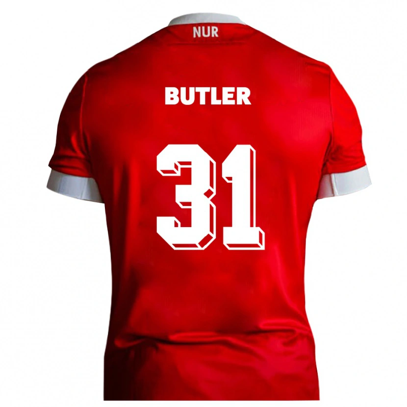 Danxen Uomo Maglia Justin Butler #31 Rosso Bianco Kit Gara Home 2025/26 Maglietta