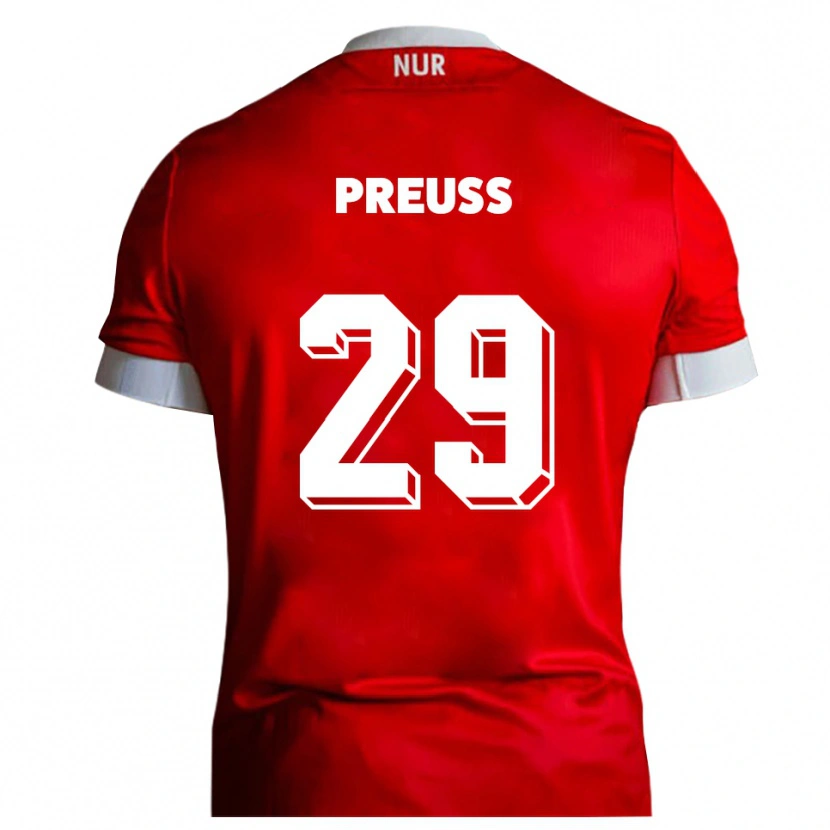 Danxen Uomo Maglia Marlon Preuß #29 Rosso Bianco Kit Gara Home 2025/26 Maglietta