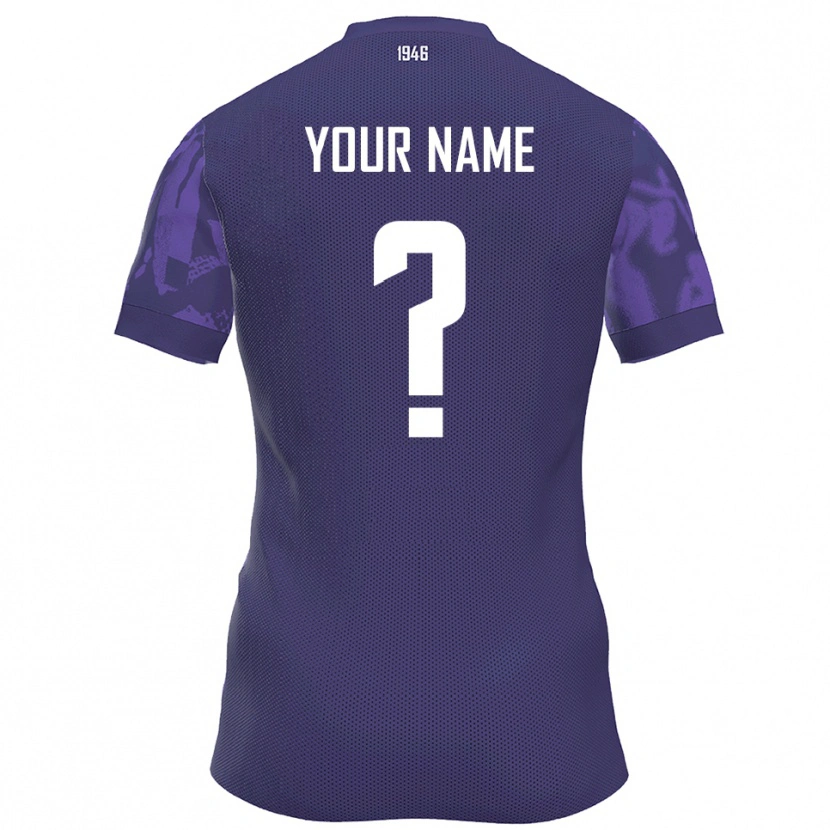 Danxen Uomo Maglia Il Tuo Nome #0 Viola Bianco Kit Gara Home 2025/26 Maglietta