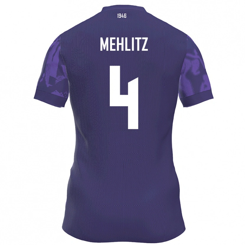 Danxen Uomo Maglia Fabian Mehlitz #4 Viola Bianco Kit Gara Home 2025/26 Maglietta