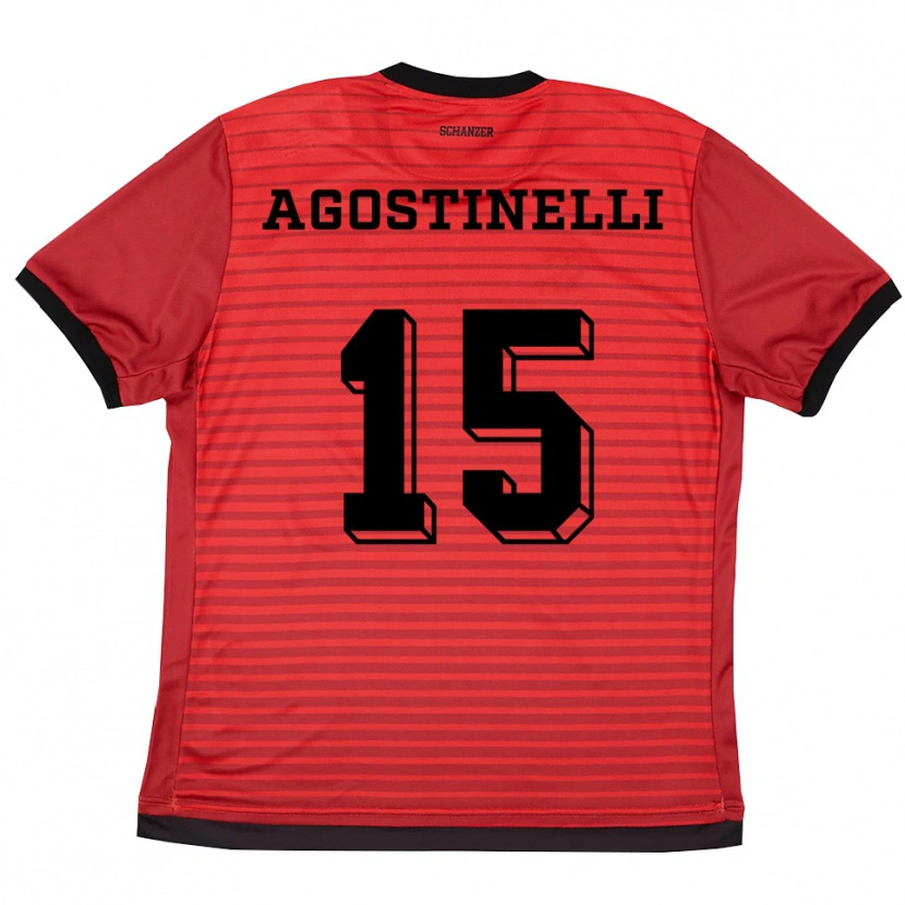 Danxen Uomo Maglia Massimo Agostinelli #15 Rosso Nero Kit Gara Home 2025/26 Maglietta