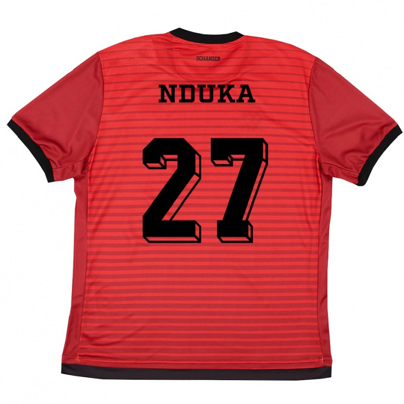 Danxen Uomo Maglia Donald Nduka #27 Rosso Nero Kit Gara Home 2025/26 Maglietta