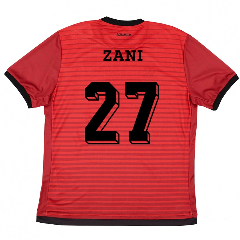Danxen Uomo Maglia Erjona Zani #27 Rosso Nero Kit Gara Home 2025/26 Maglietta