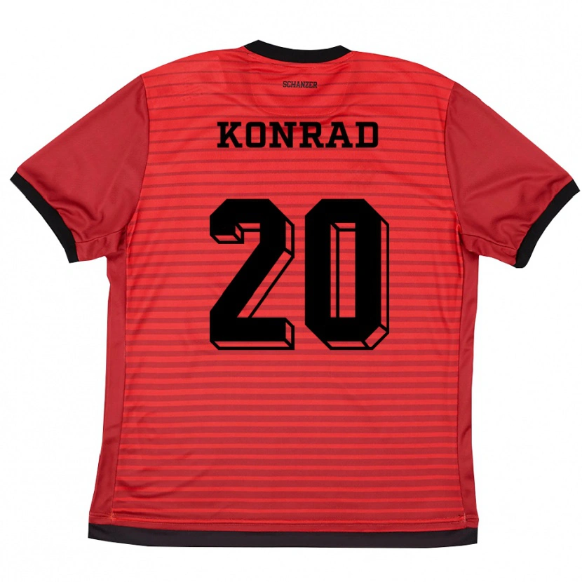 Danxen Uomo Maglia Felix Konrad #20 Rosso Nero Kit Gara Home 2025/26 Maglietta