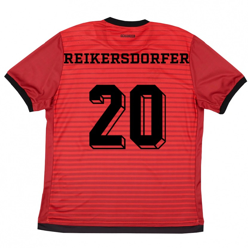 Danxen Uomo Maglia Katharina Reikersdorfer #20 Rosso Nero Kit Gara Home 2025/26 Maglietta