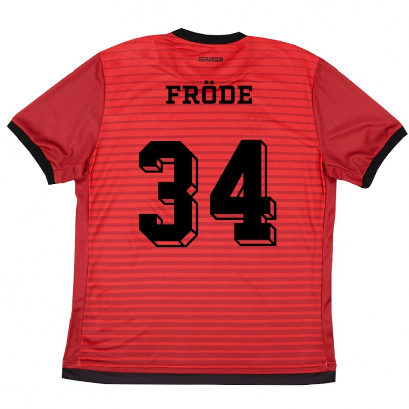 Danxen Uomo Maglia Lukas Fröde #34 Rosso Nero Kit Gara Home 2025/26 Maglietta