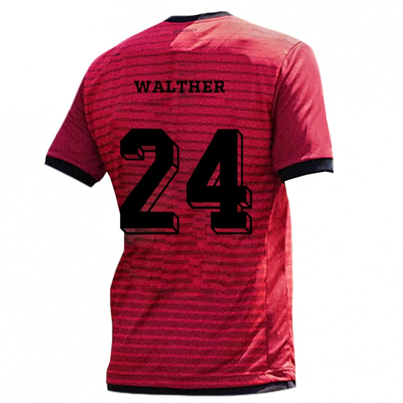 Danxen Uomo Maglia Felix Walther #24 Rosso Nero Kit Gara Home 2025/26 Maglietta
