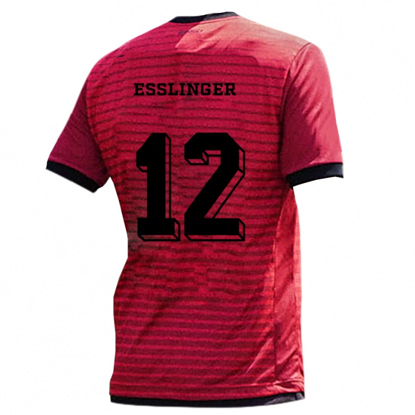 Danxen Uomo Maglia Rafael Eßlinger #12 Rosso Nero Kit Gara Home 2025/26 Maglietta